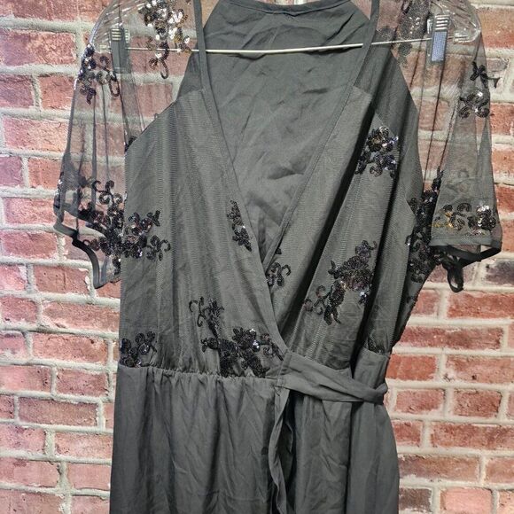 Women's PINUP FASHION Mesh Splicing Irregular Hem Dress 18W - Picture 3 of 6